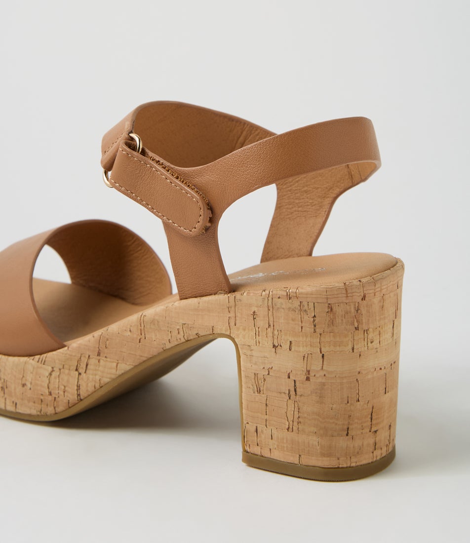 Bollings Dark Tan Cork Leather Sandals