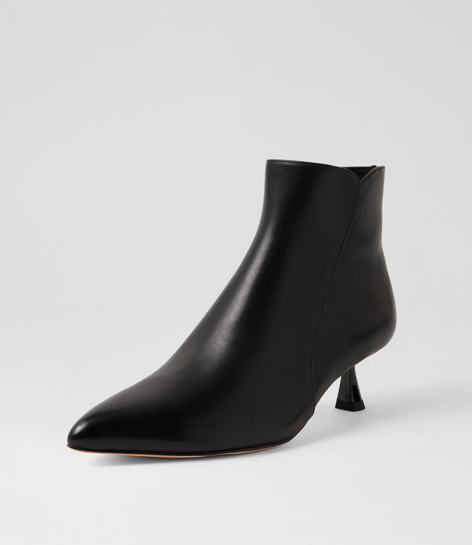 Varba Black Leather Ankle Boots