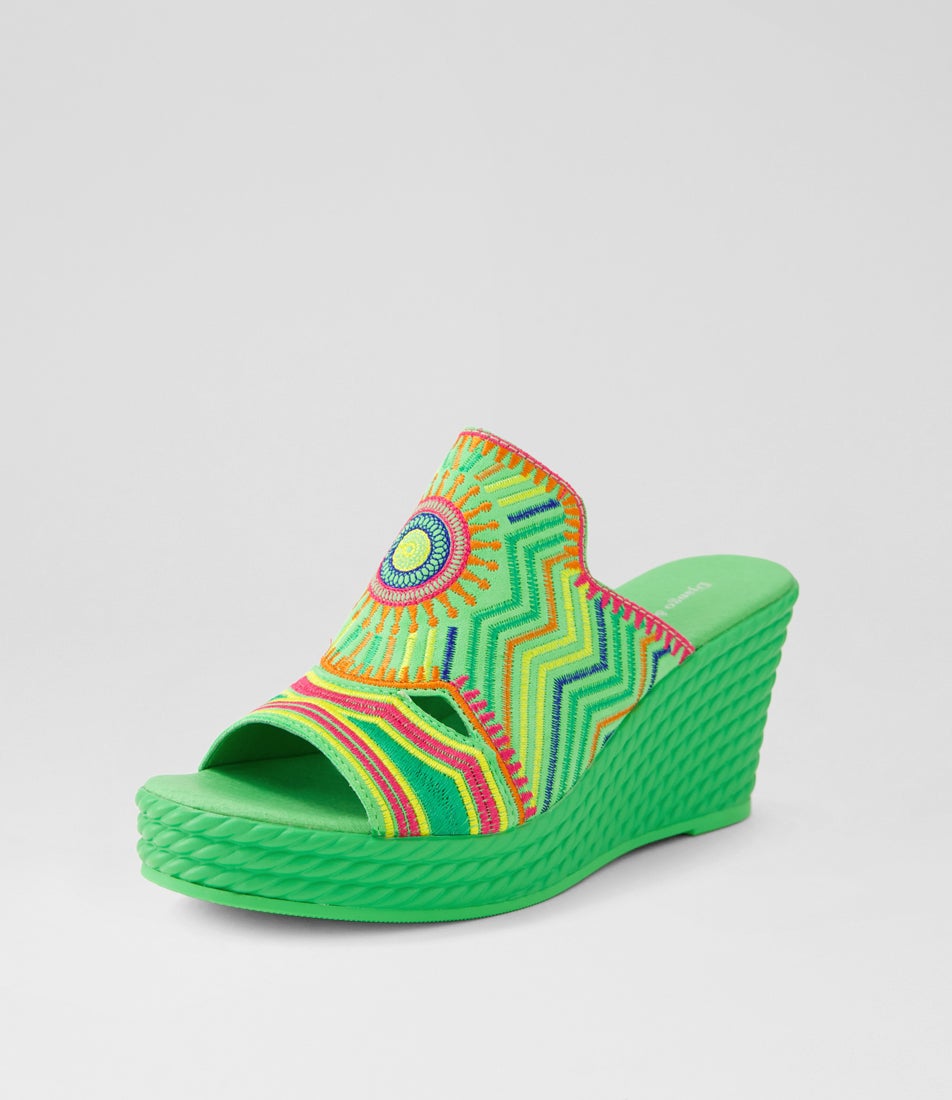 Eilam Lime Multi Light Suede Sandals