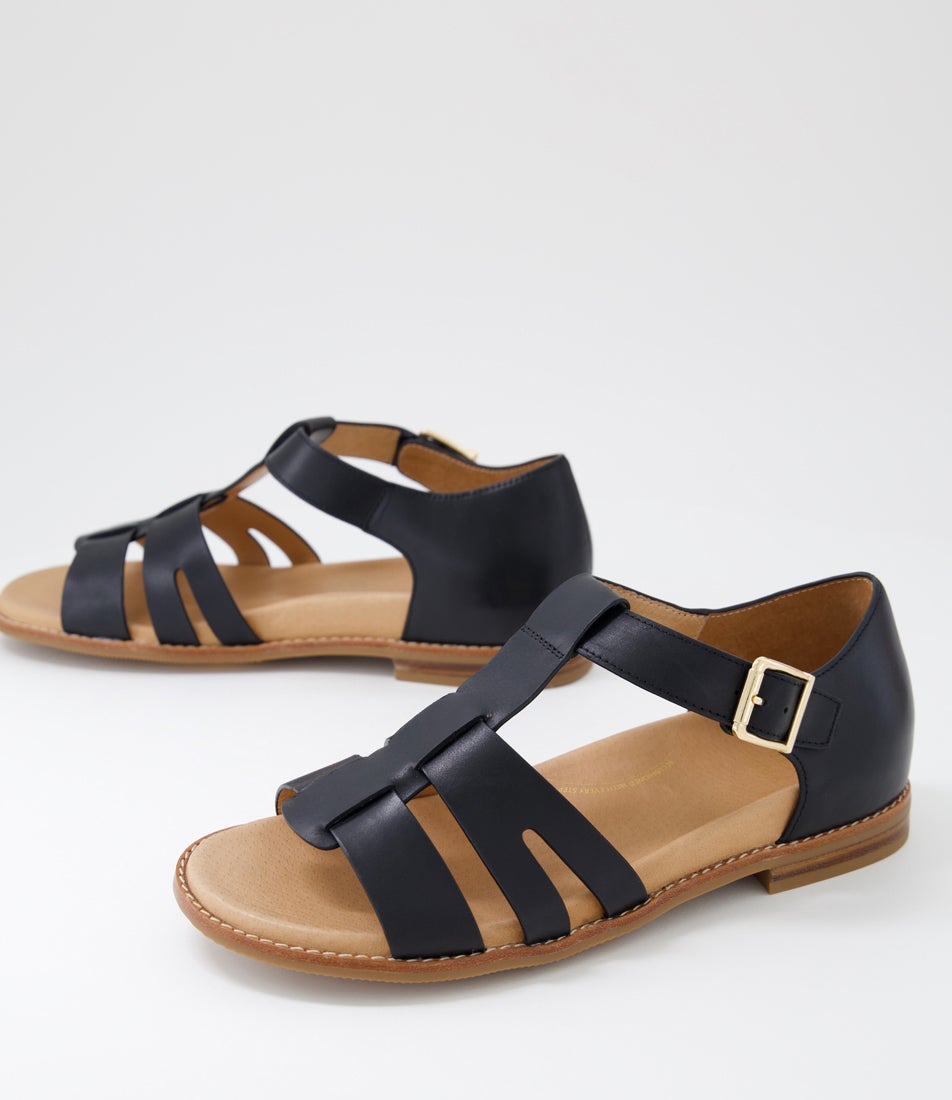 Jonston W Black Natural Leather Sandals