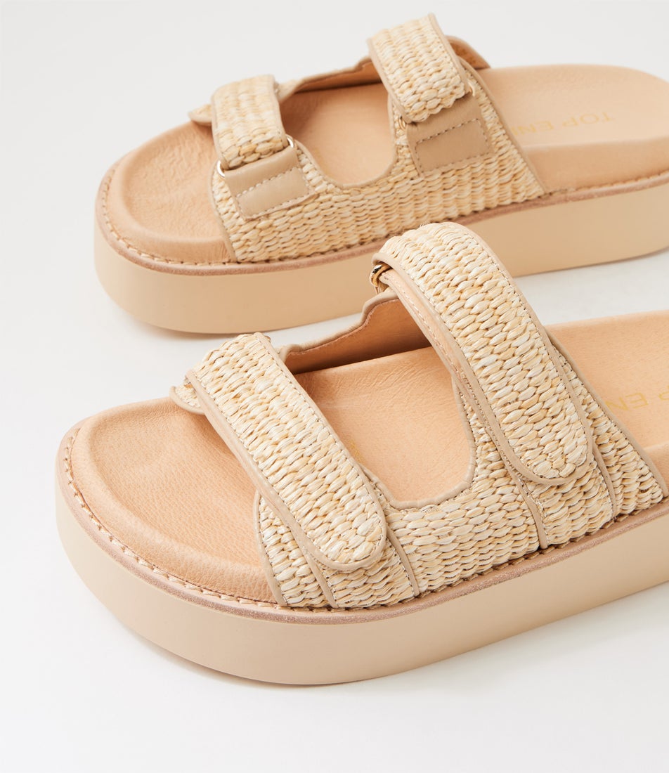 Gerada Natural Synthetic Raffia Slides