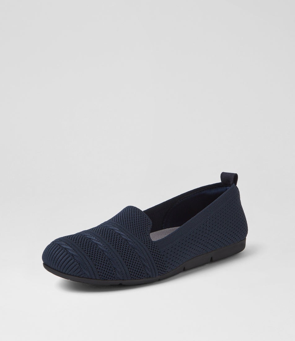 Silicie Navy Fabric Loafers Silicie Navy Fabric Loafers