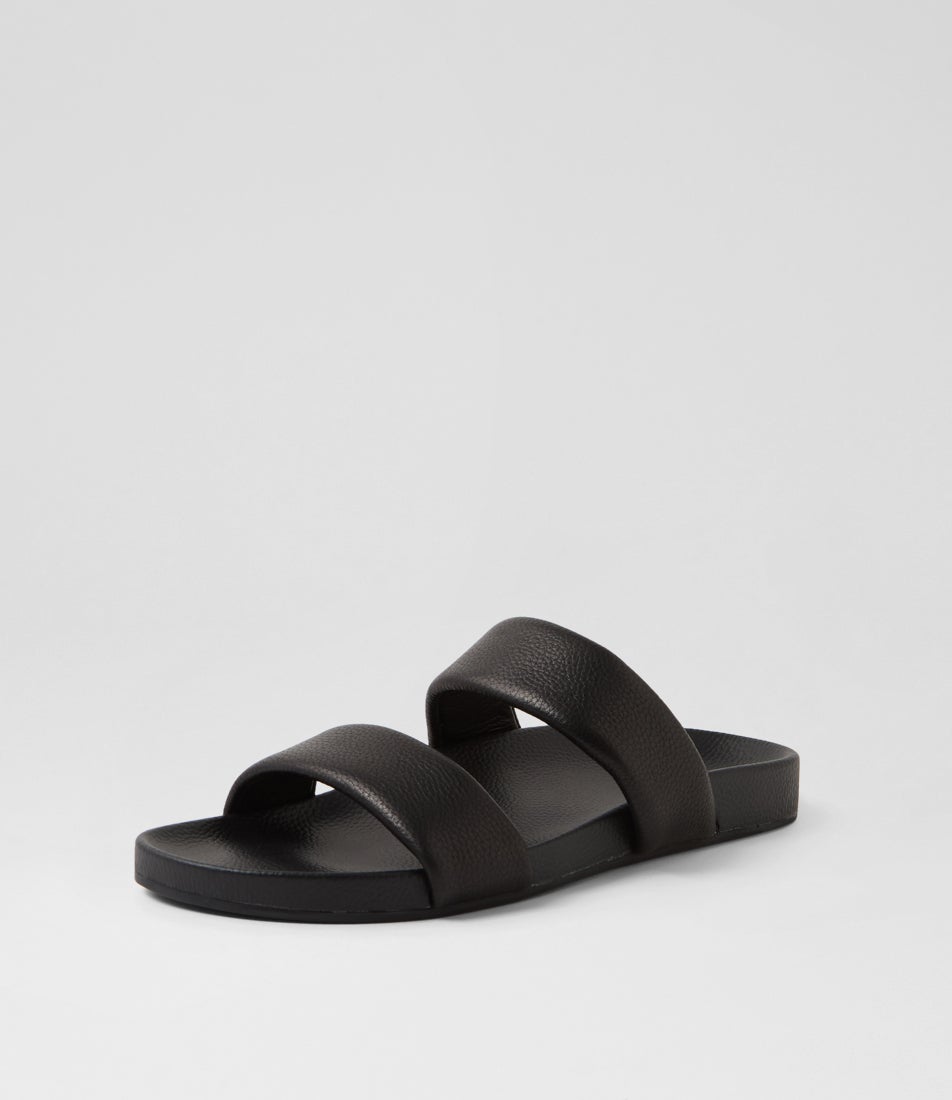 Tide Strap Black Leather Slides