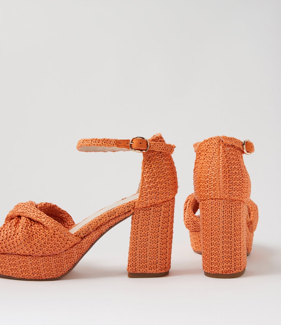 Voday Orange Synthetic Raffia Sandals