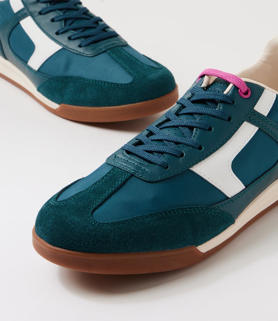 Finale Teal White Fuchsia Suede Sneakers