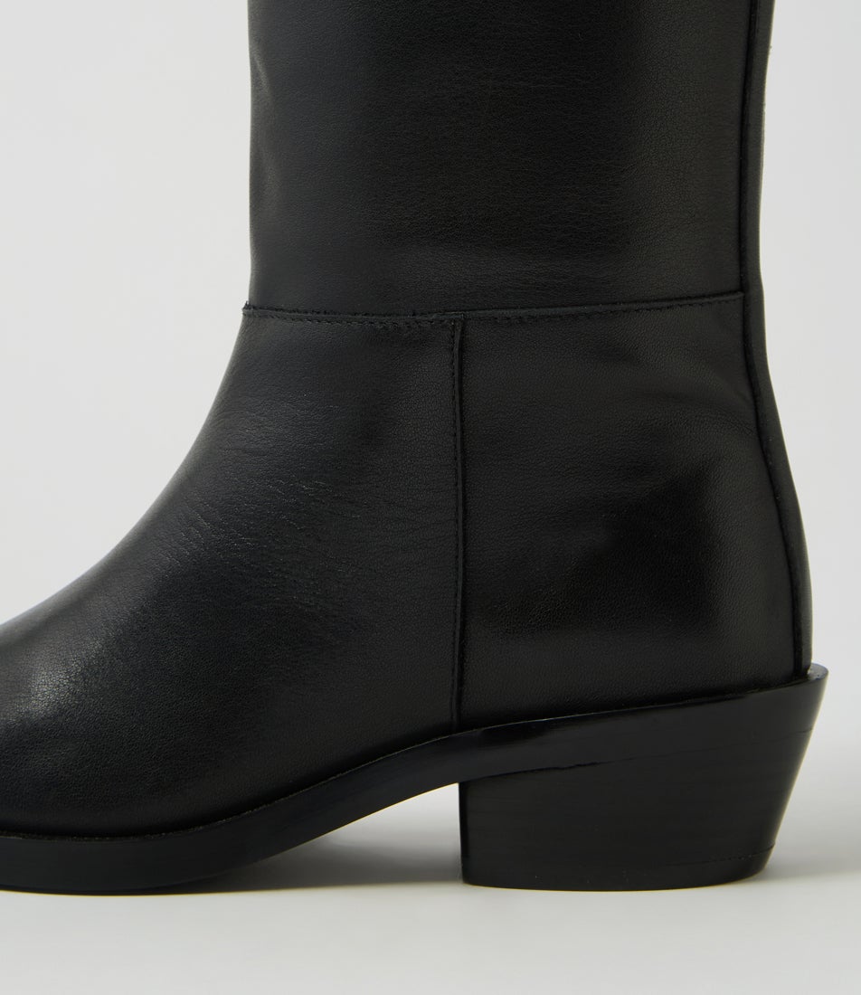 Feidel Black Leather Knee High Boots