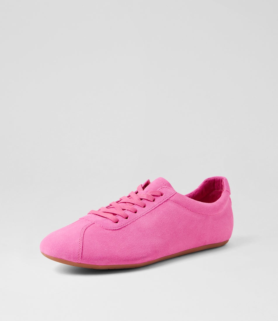 Bookier Hot Pink Suede Lace Up Flats