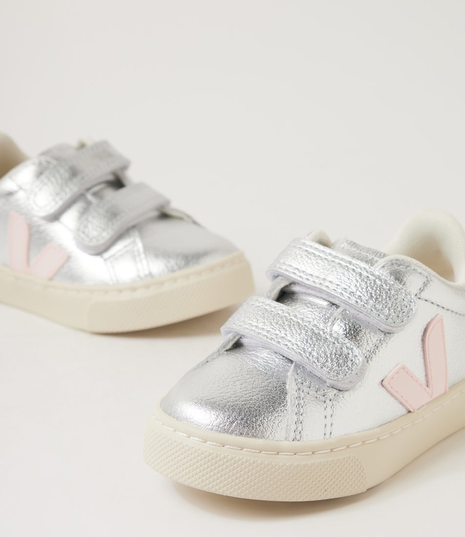 Small V-10 Toddler Silver Leather Sneakers