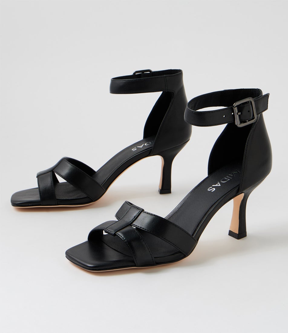 Lunar Black Leather Sandals