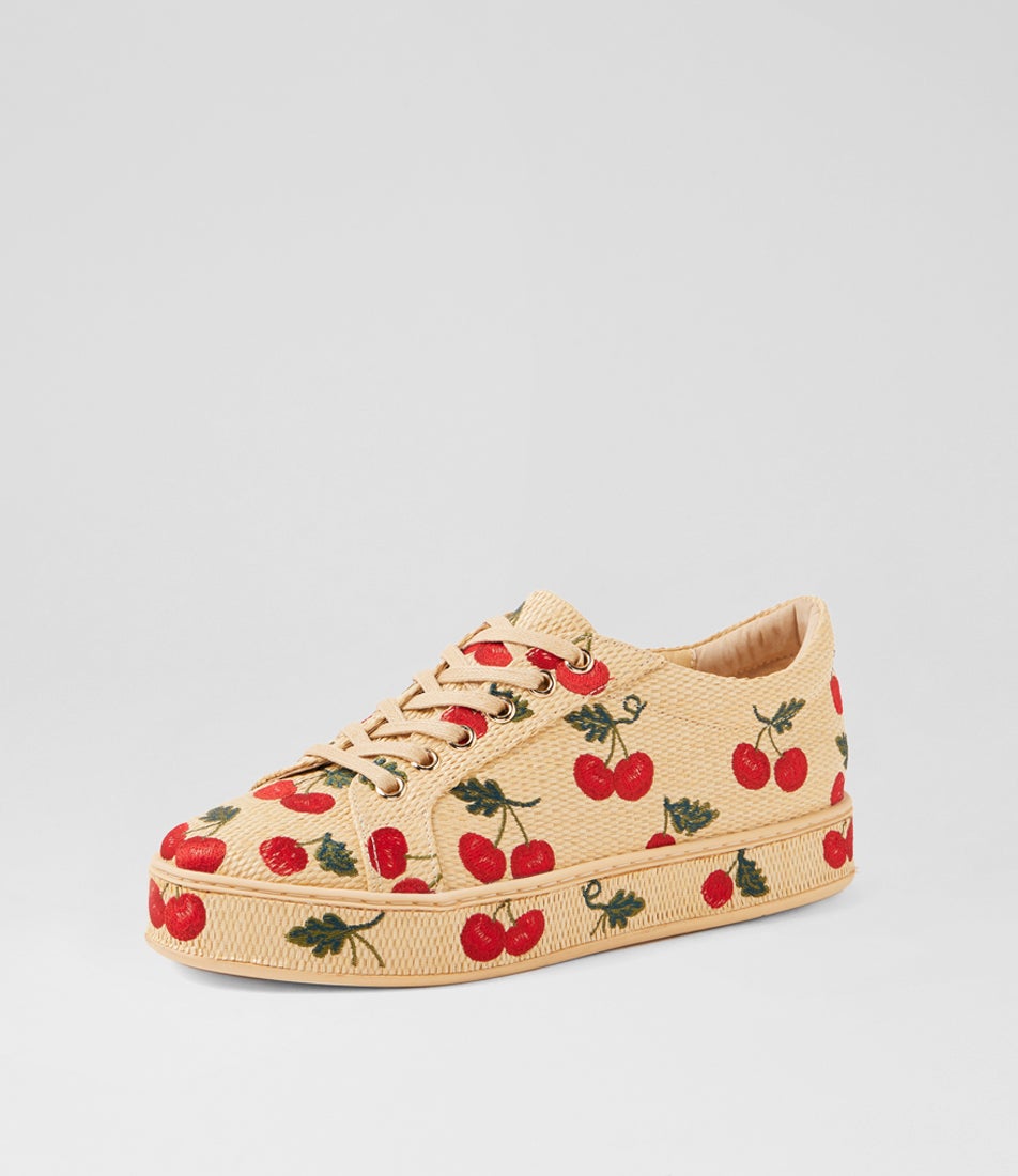 Packiest Natural Cherries Synthetic Raffia Sneakers