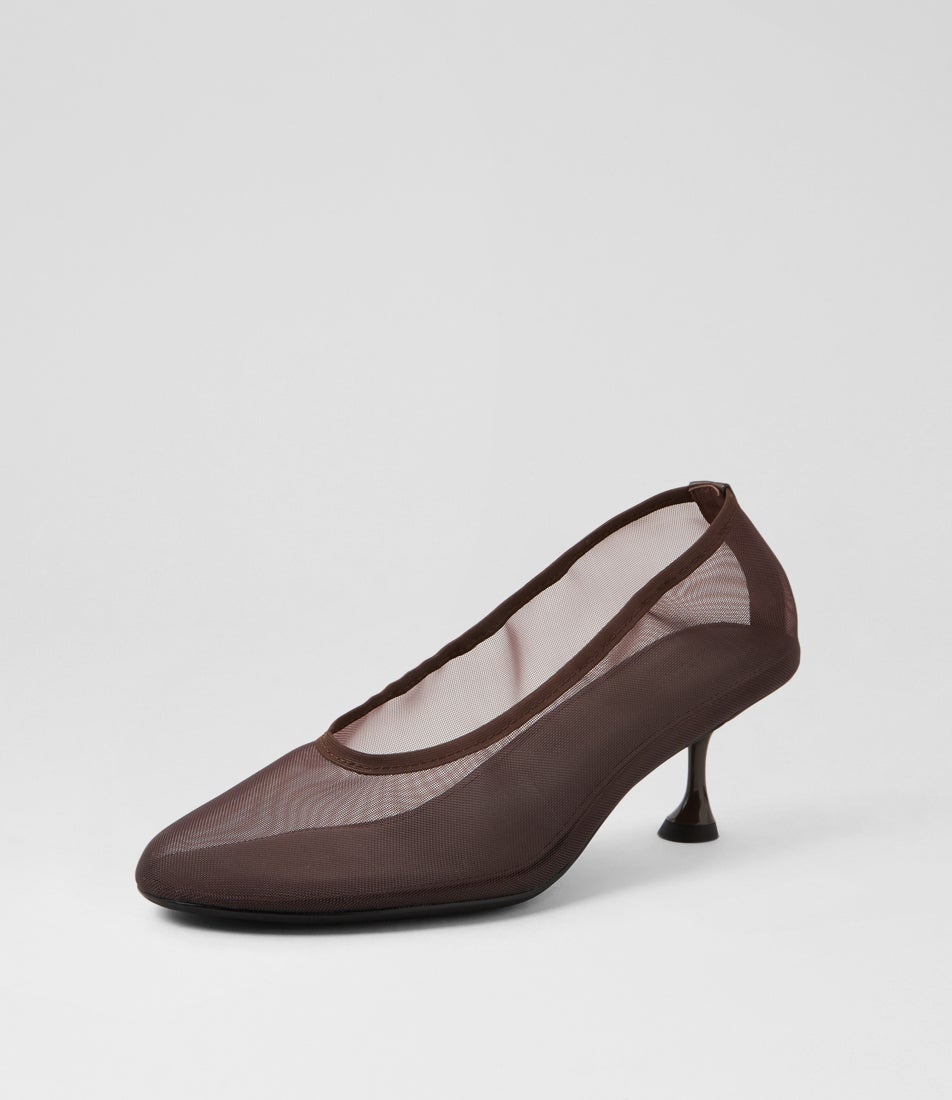 Abright Choc Mesh Heels