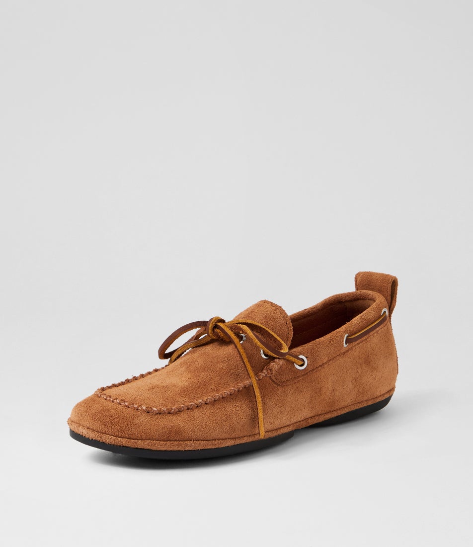 Right Nina Tan Suede Boat Shoes