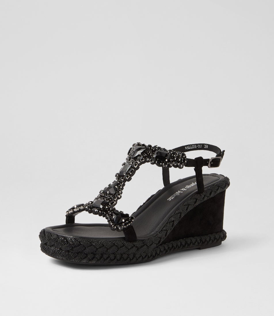 Vallda Black Suede Sandals