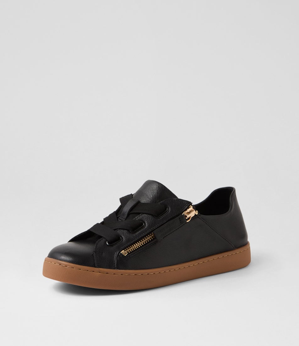 Natilee Black Gum Leather Sneakers Natilee Black Gum Leather Sneakers