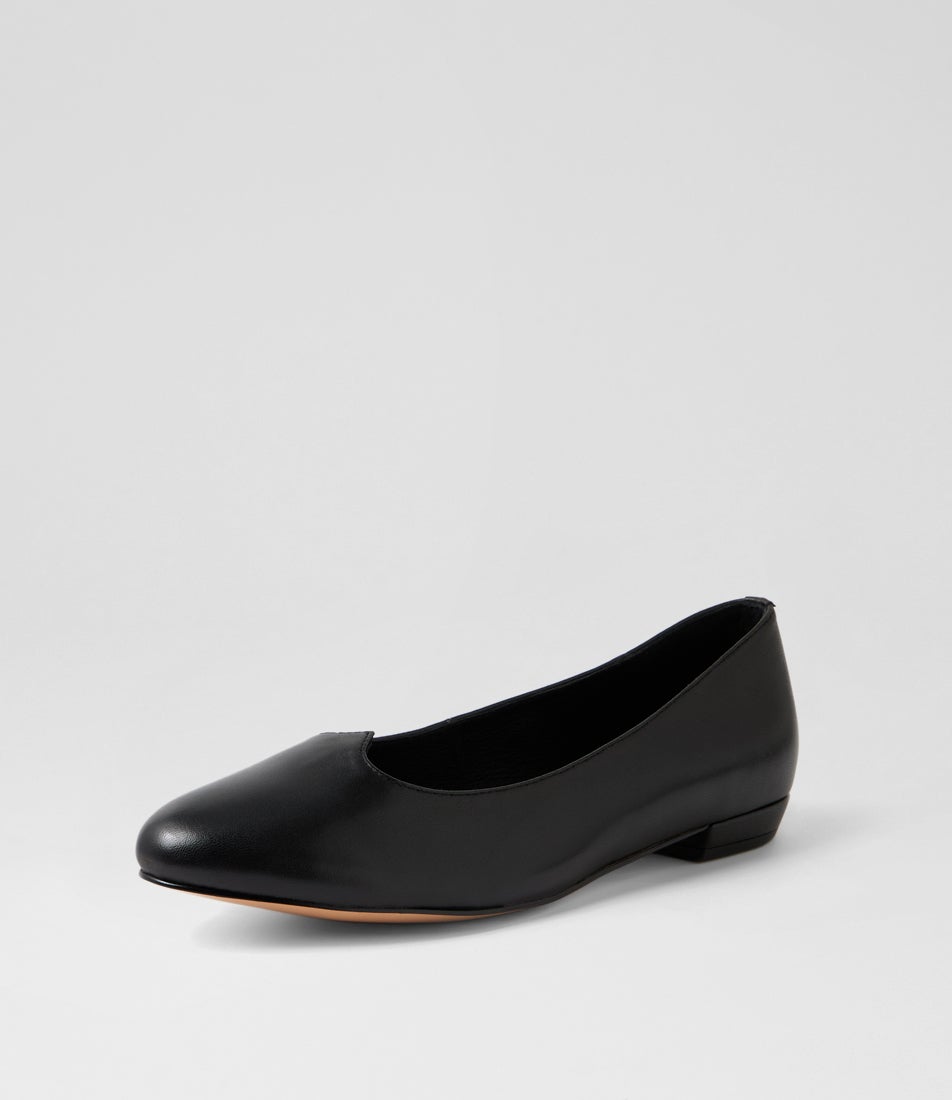 Avilla Black Leather Ballet Flats