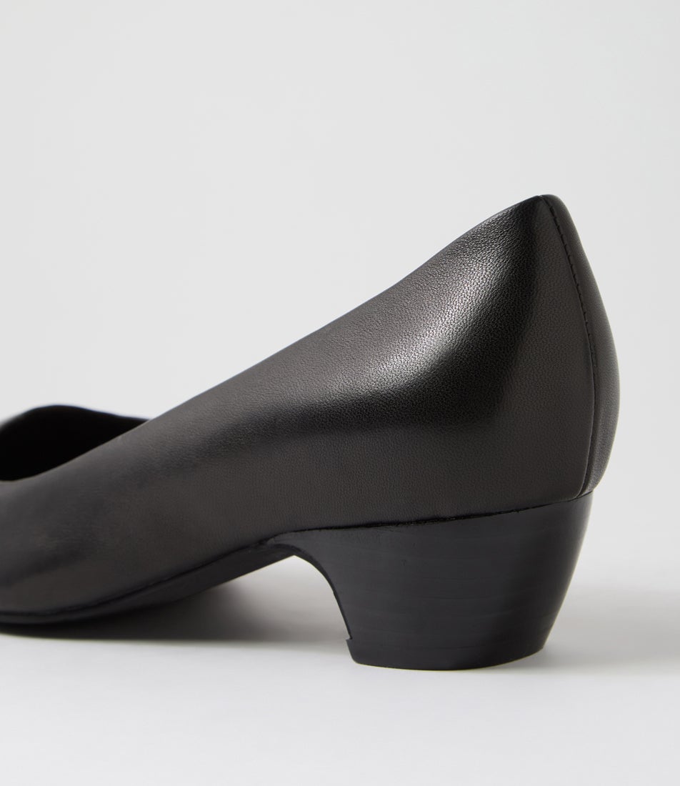 Navya Black Leather Heels