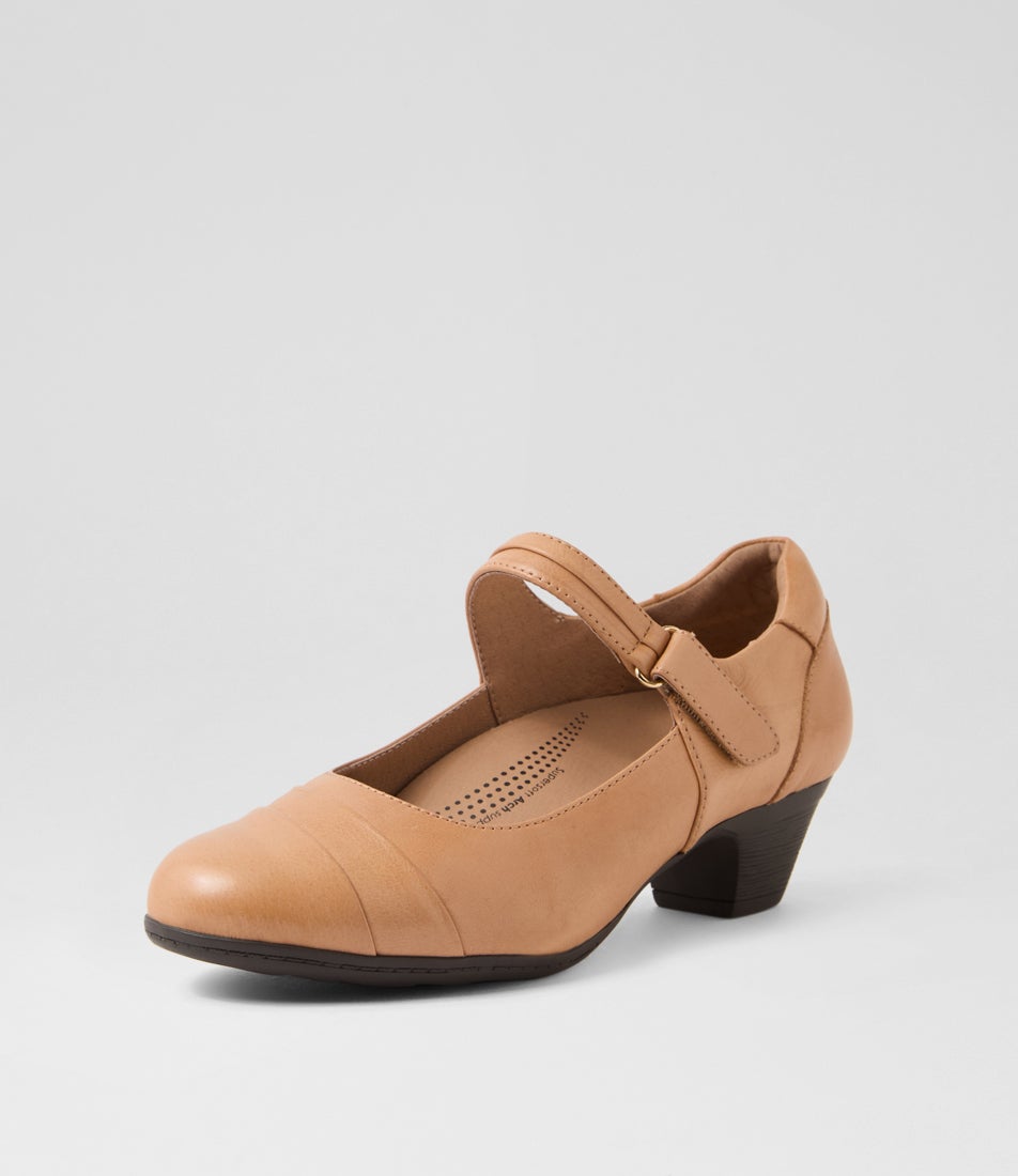 Larsin Dark Tan Leather Heels