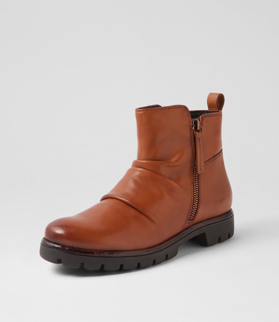 Bristol 01 Cognac Tan Leather Ankle Boots