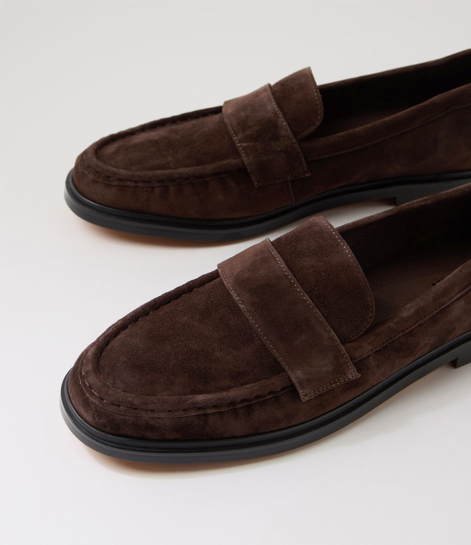 Glynn Dark Choc Suede Loafers