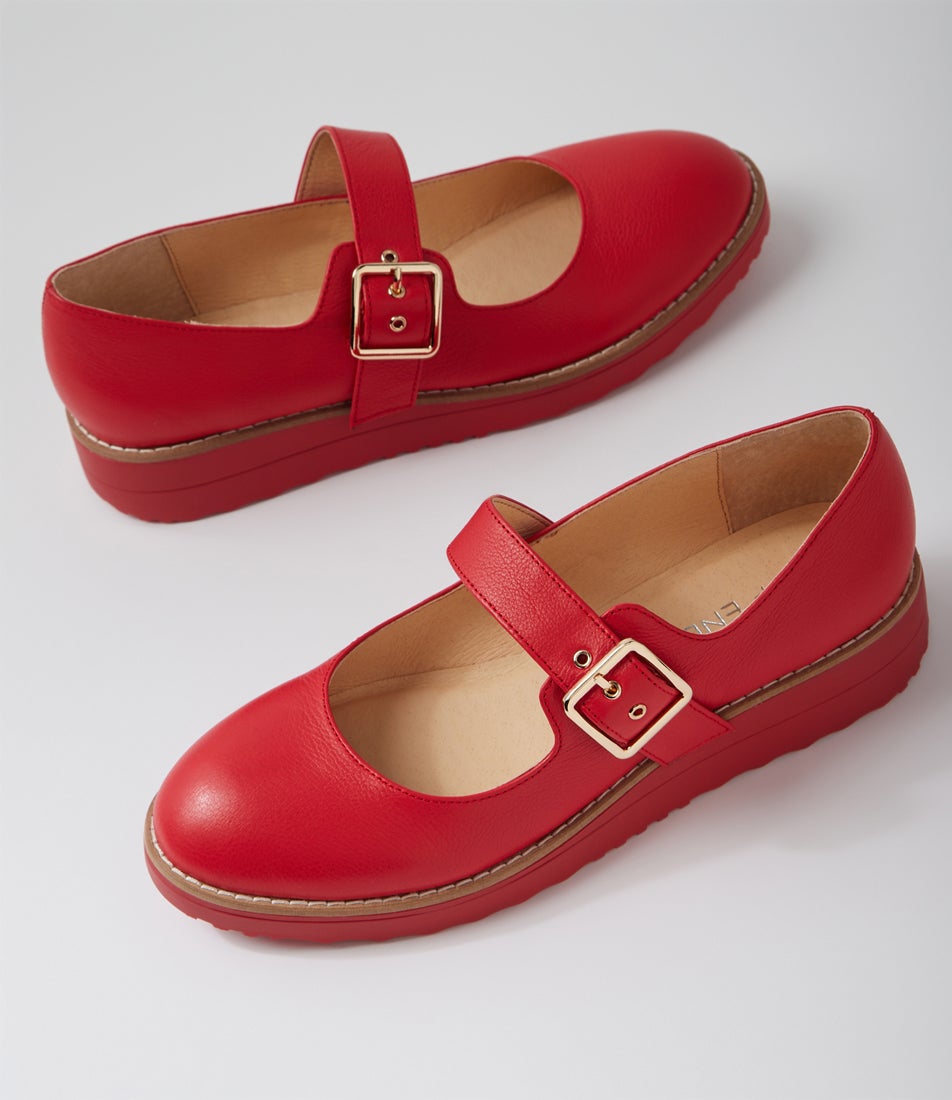 Ohgees Red Leather Flat Shoes