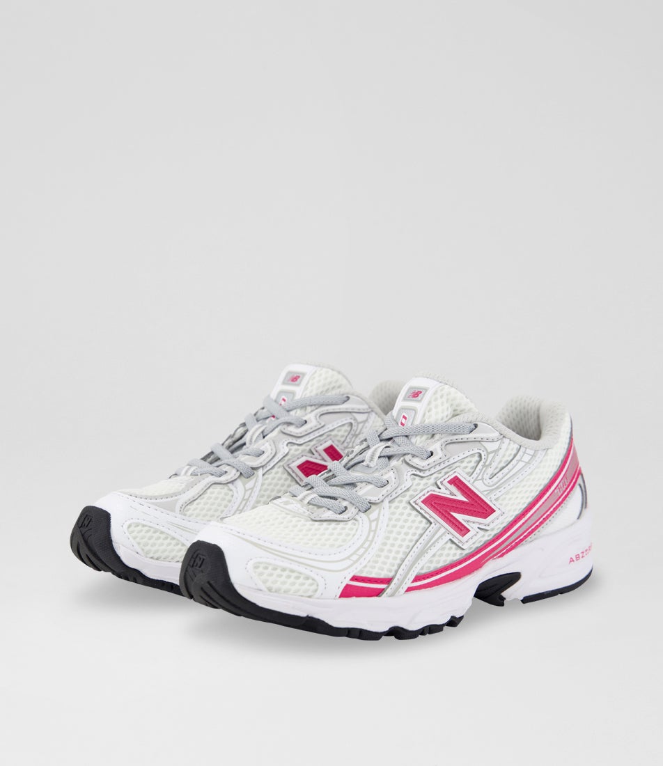 740 Junior White Carnival Pink Fabric Sneakers