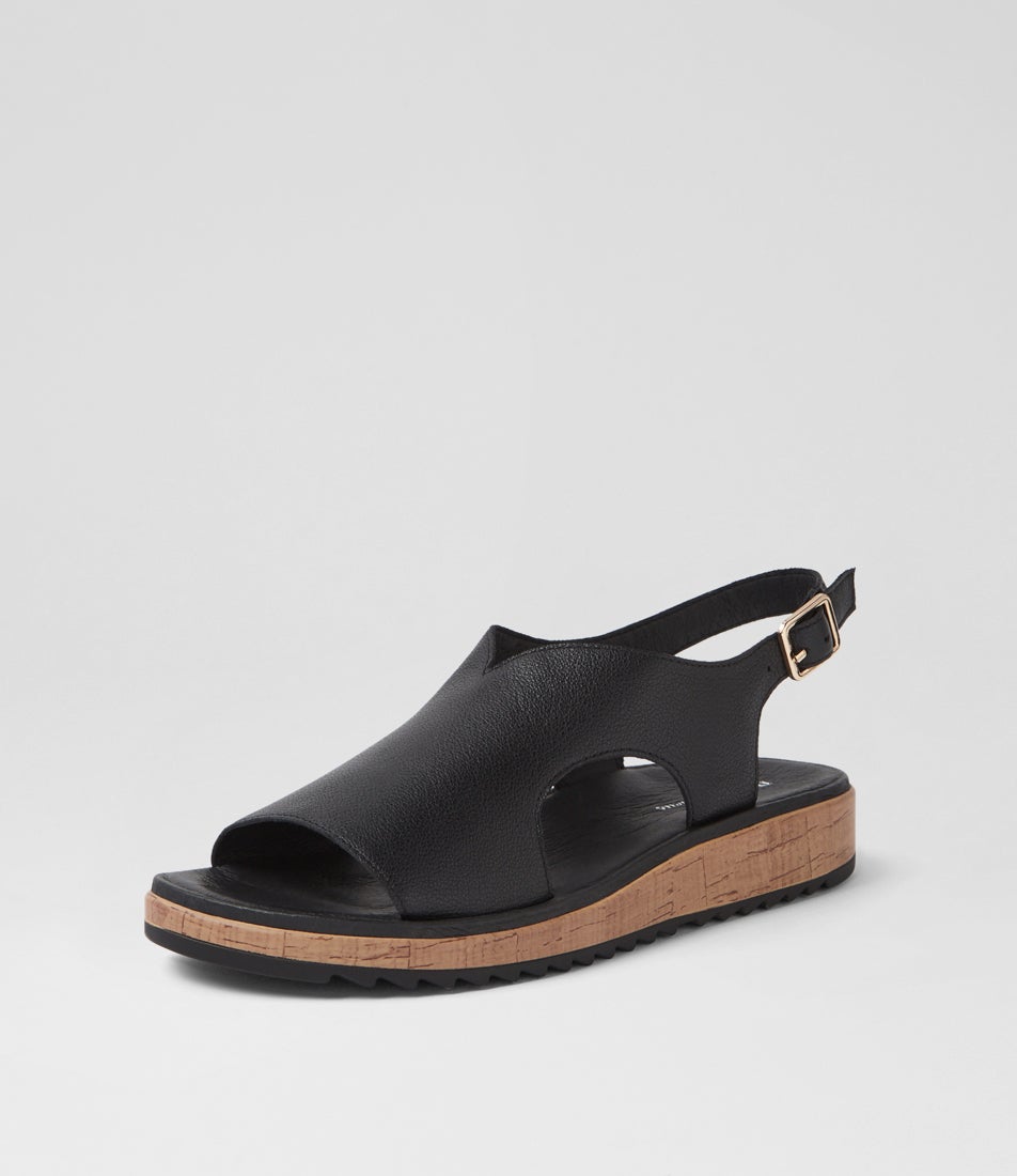 Olingos Black Leather Sandals