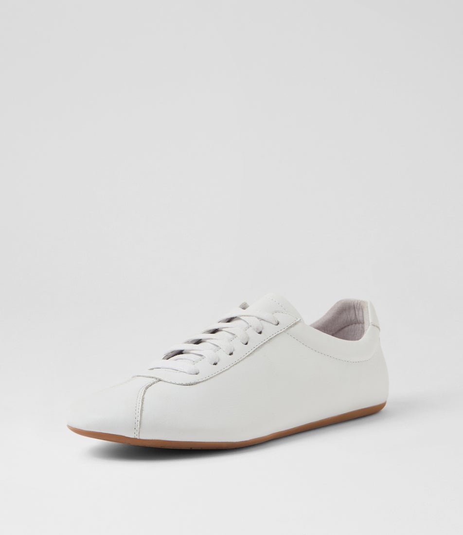 Bookier White Leather Lace Up Flats