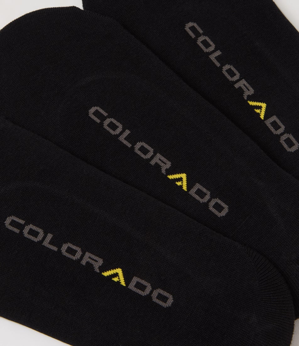 3pk Ball Invisible Black Cotton Socks