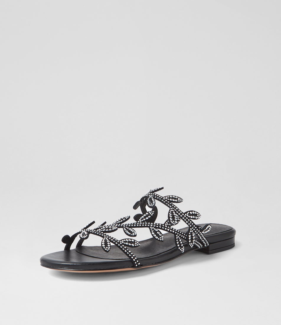 Kayaas Black Leather Slides