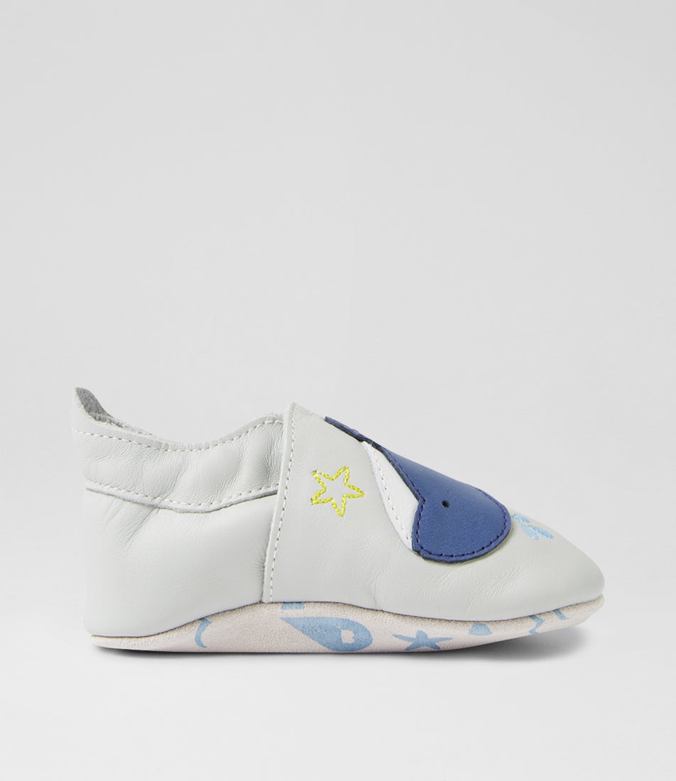 Ss Blue Whale Dawn Blue Leather Flat Shoes