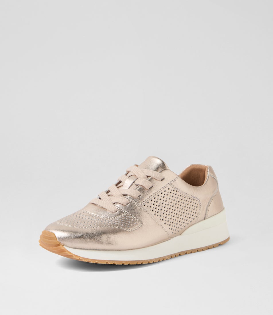 Intro Pale Gold Shrunken Leather Sneakers
