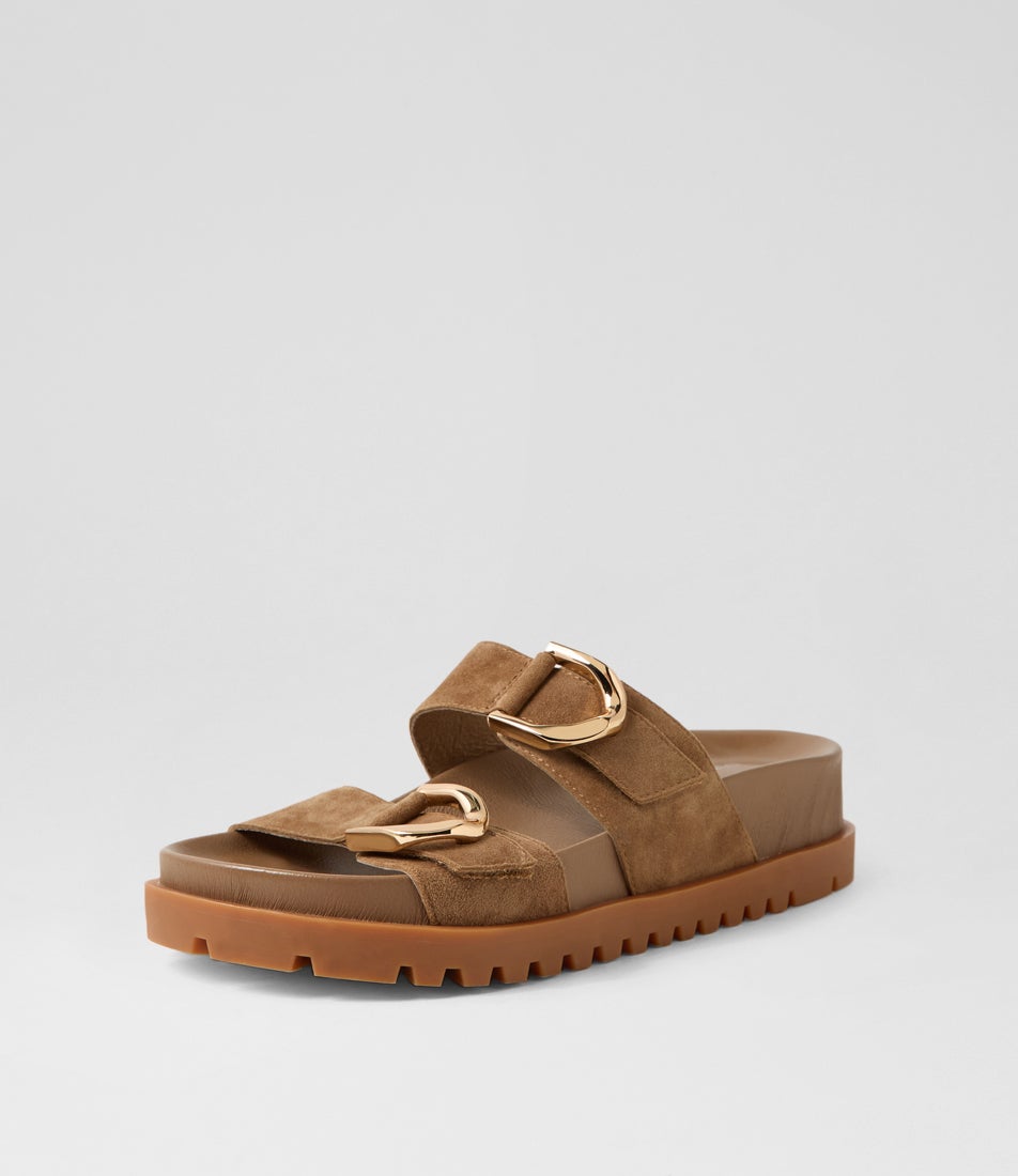 Ullana Light Choc Tan Suede Slides