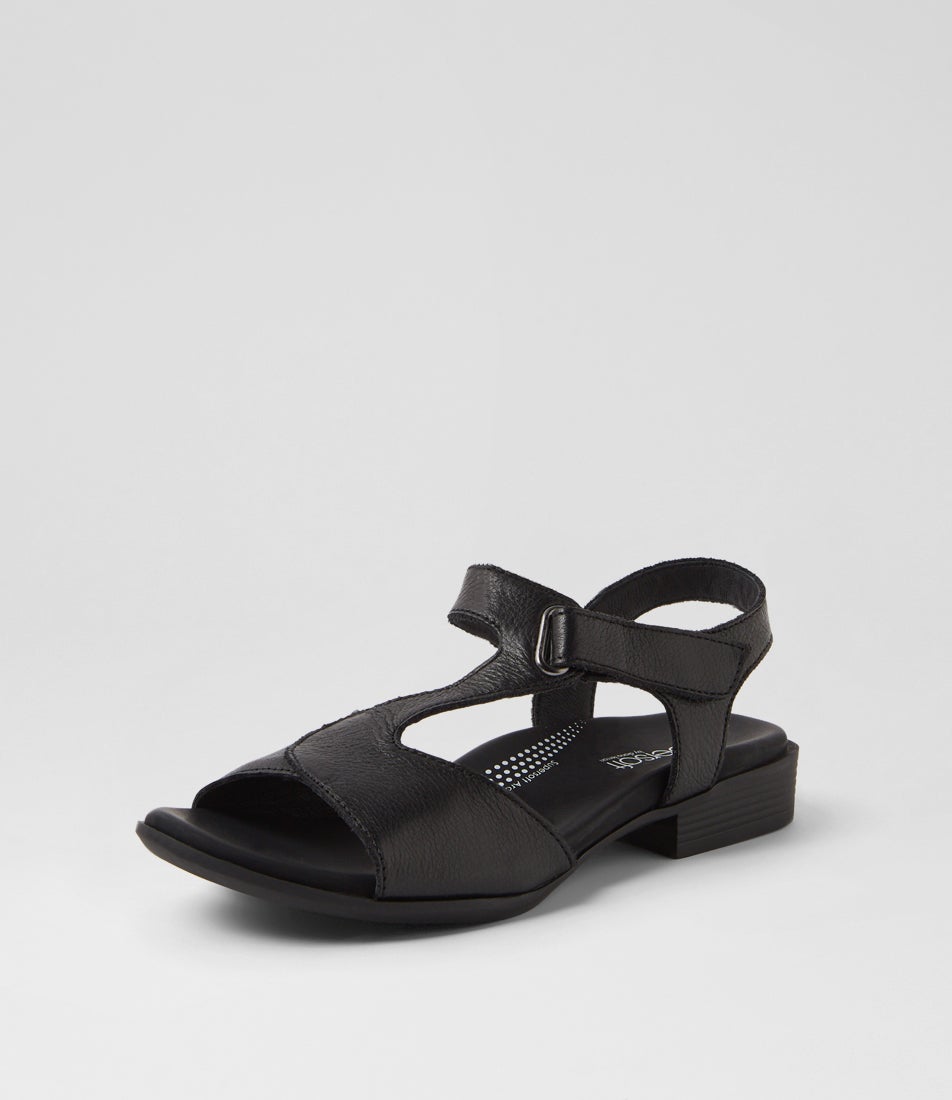 Coras Black Leather Sandals