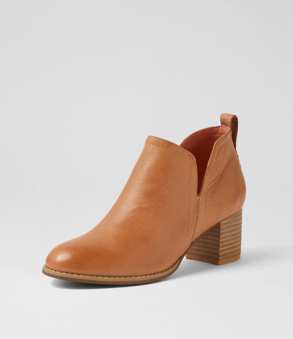 Sequin Dark Tan Natural Leather Ankle Boots