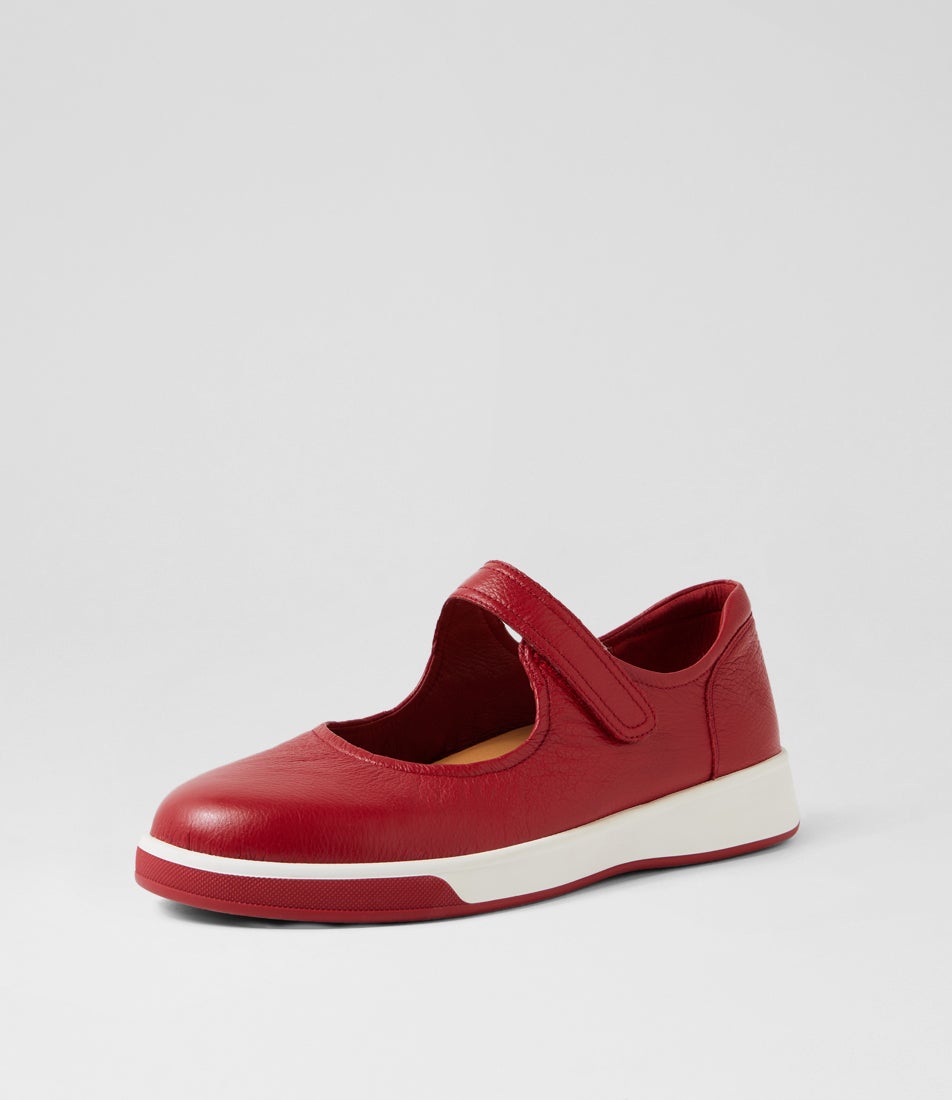 Aitch Xf Dark Red Leather Flat Shoes