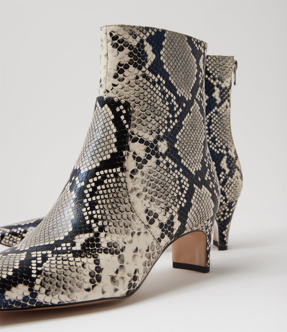Darhl Black Beige Snake Ankle Boots