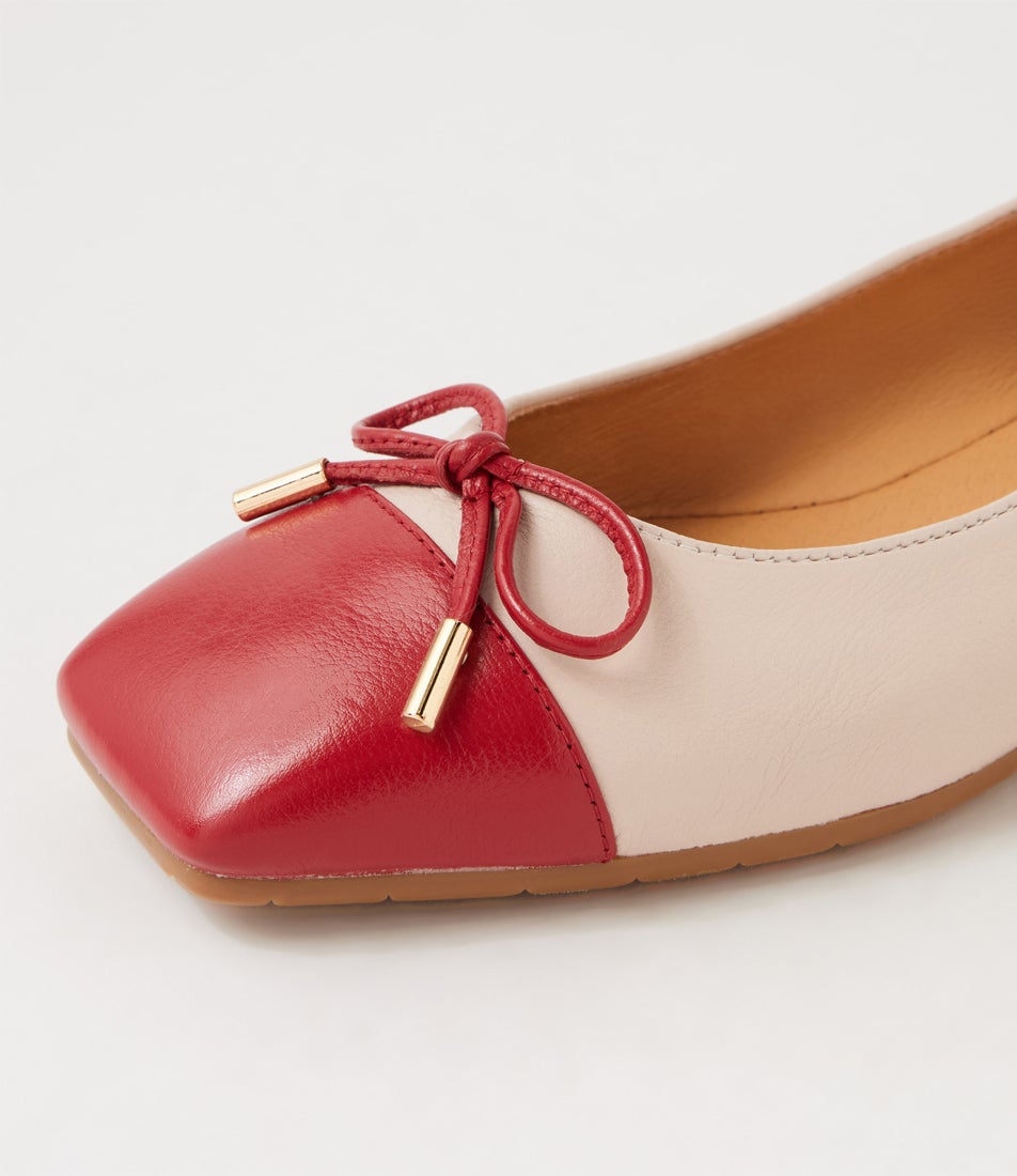 Sayaki Dark Red Nougat Leather Ballet Flats