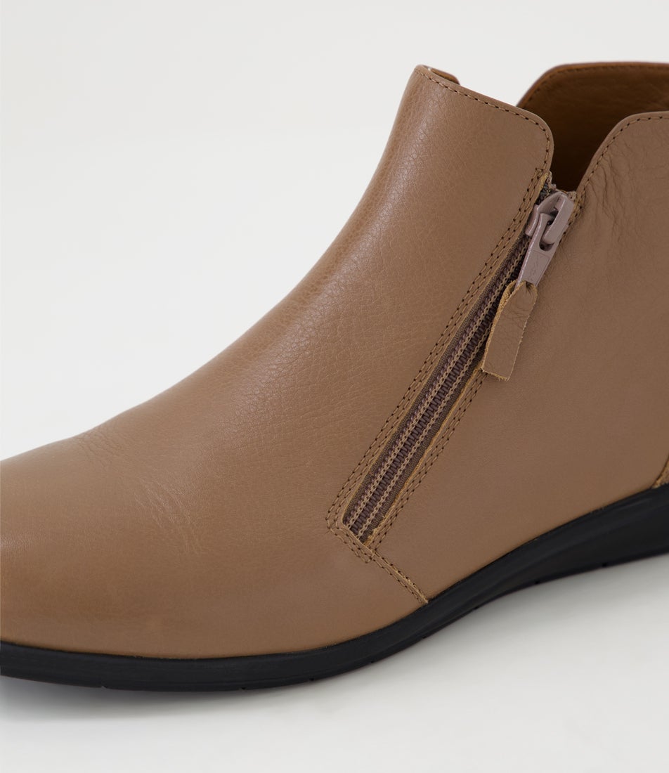 Fallenn Mid Taupe Leather Ankle Boots