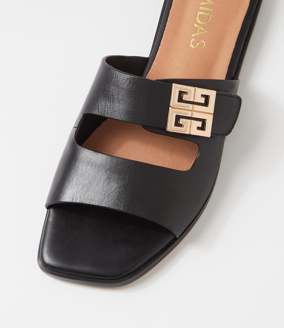 Lassal Black Leather Slides