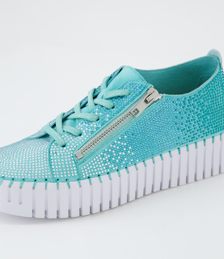 Beatricey Light Aqua Leather Sneakers