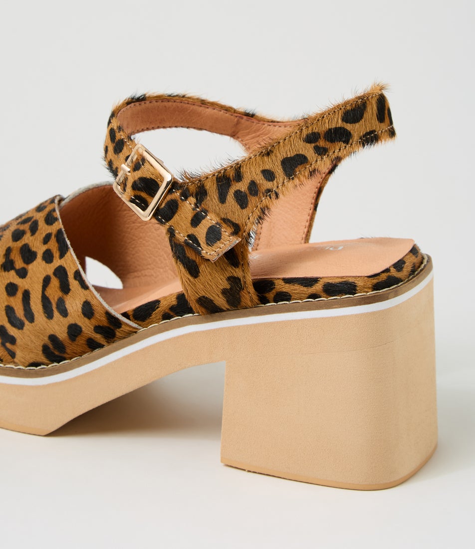 Jemi Tan Leopard Pony Sandals