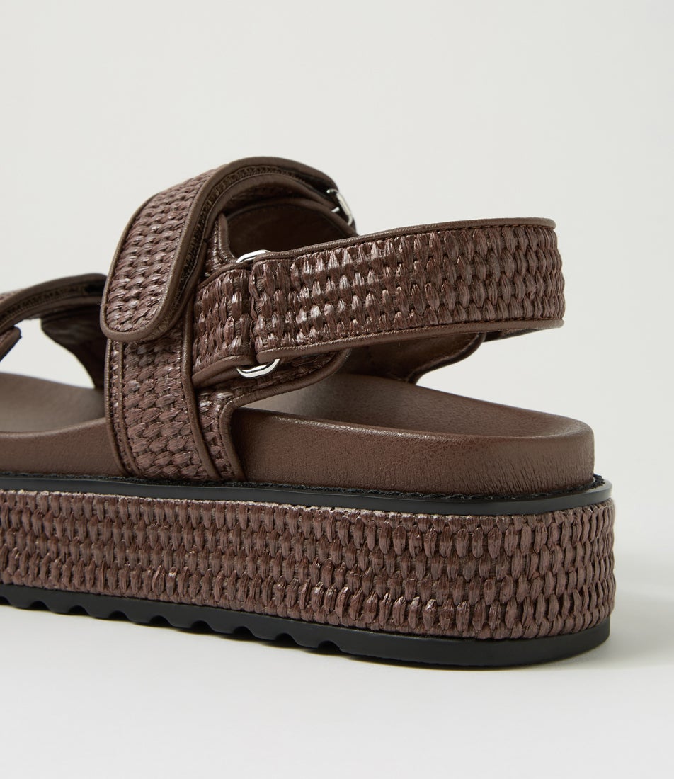 Bridgett Choc Woven Leather Sandals