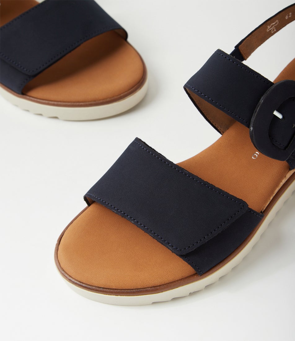 Beatrix Blue Nubuck Leather Sandals