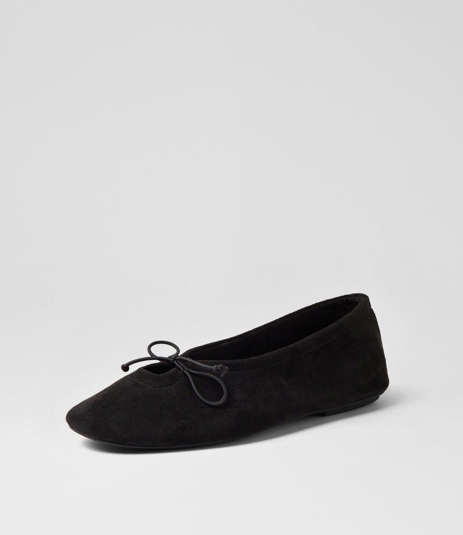 Alta Black Microsuede Ballet Flats