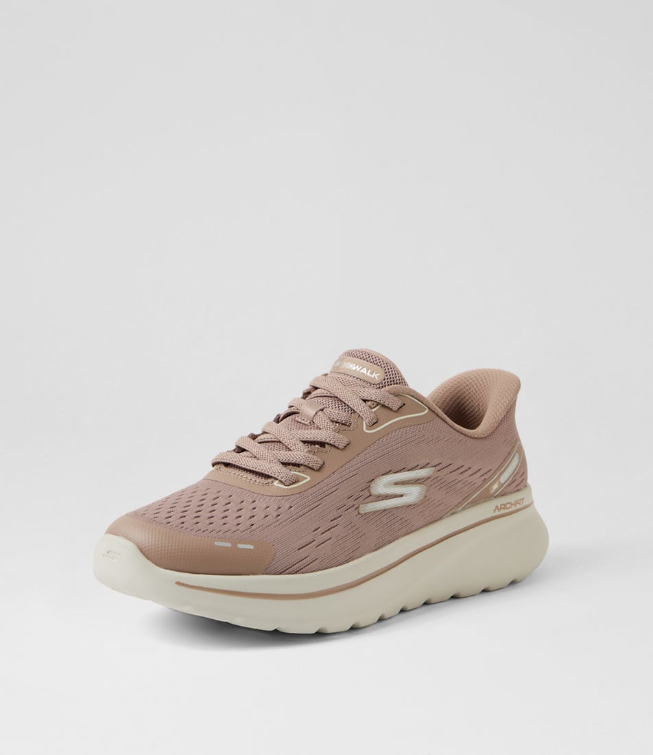 Go Walk Arch Fit N-Joy Lace Taupe Mesh Sneakers