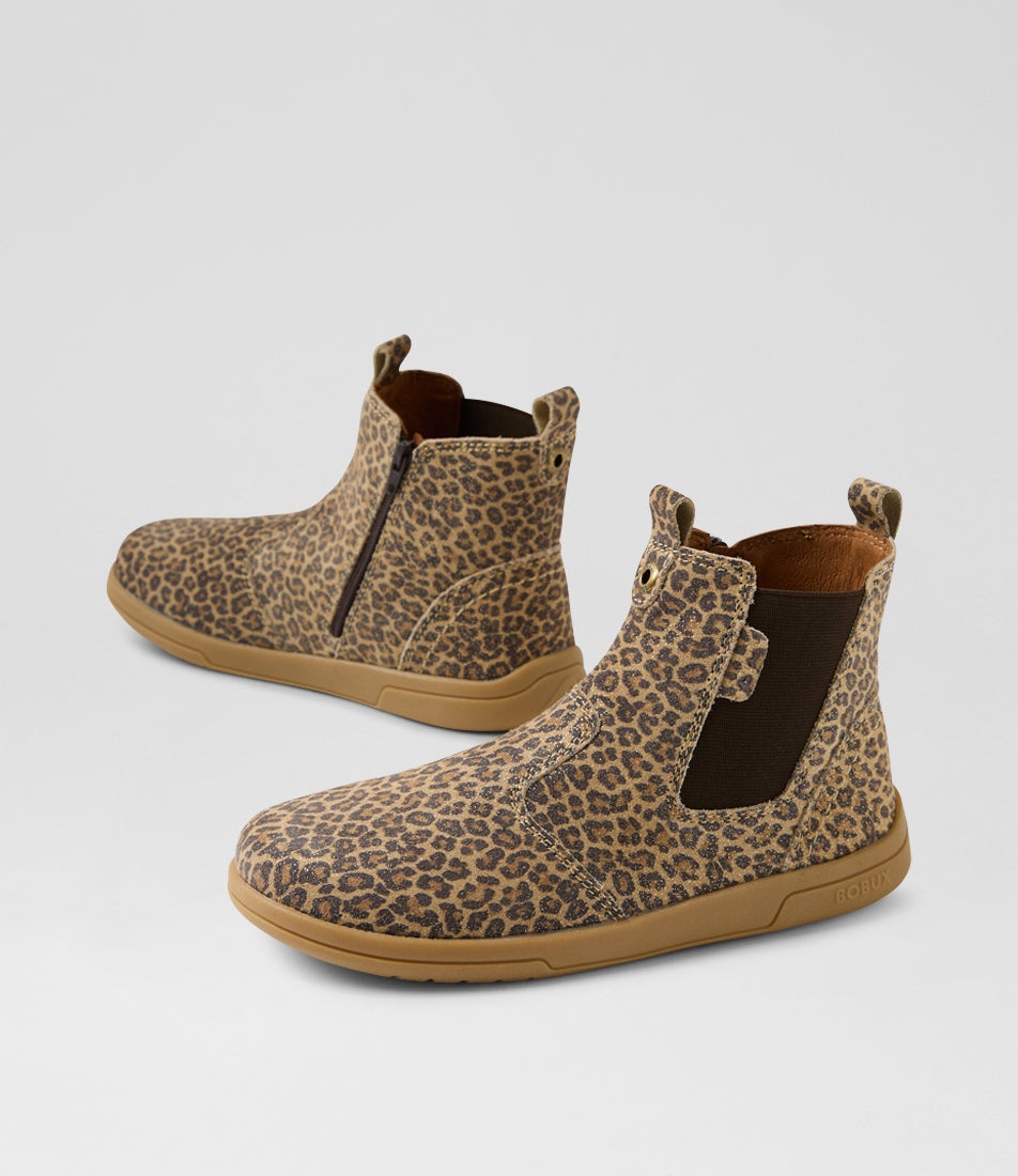 Kp Jodhpur 2 Junior Leopard Shimmer Leather Ankle Boots