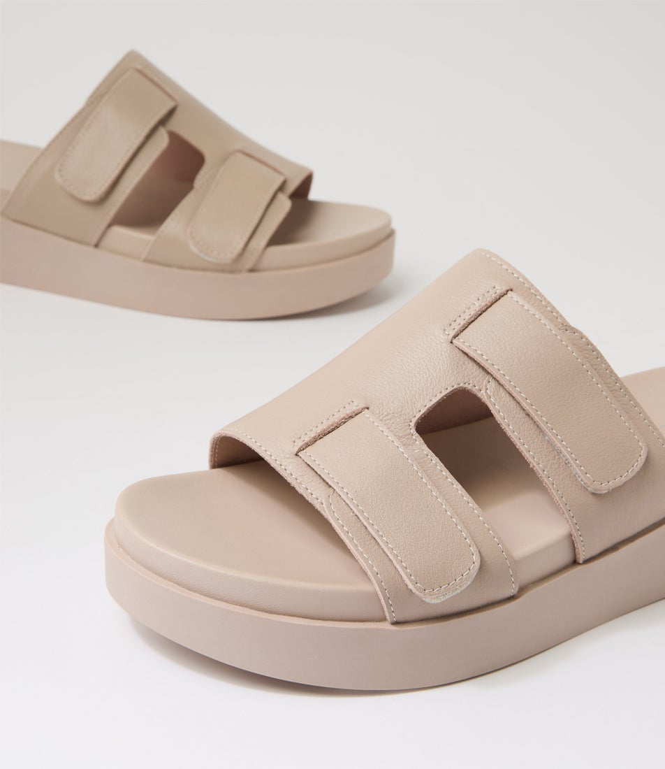 Scarlett Latte Leather Slides