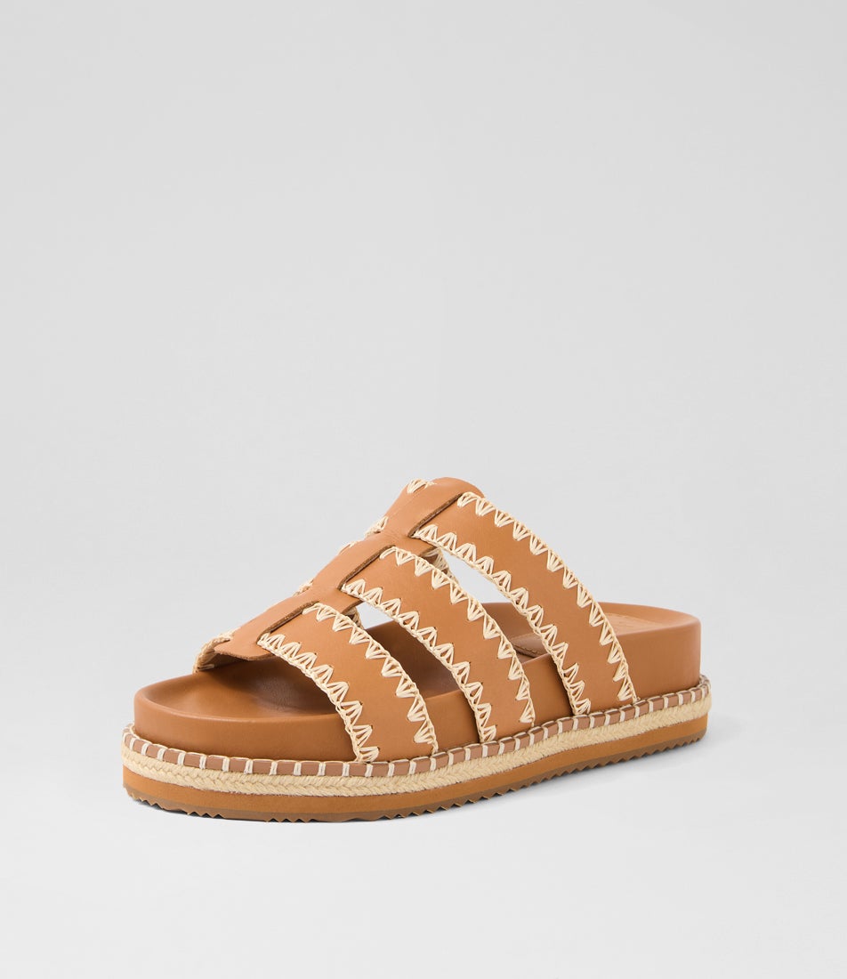 Iva Coconut Tan Leather Slides
