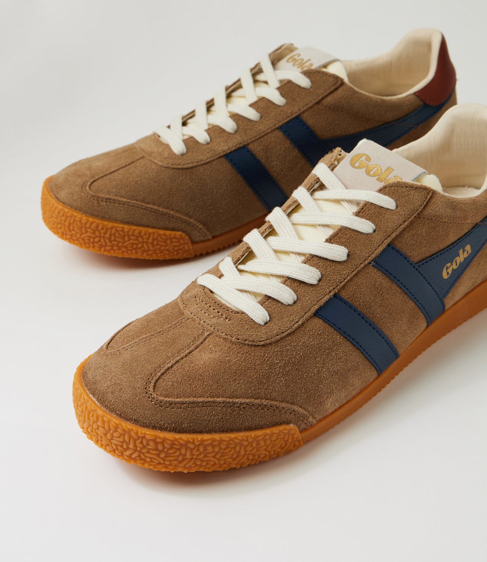 Elan M Tobacco Navy Rust Suede Sneakers