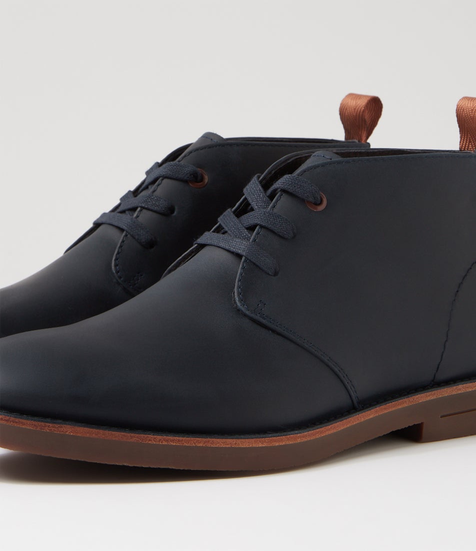 Gibson Navy Oiled Leather Lace Up Boots
